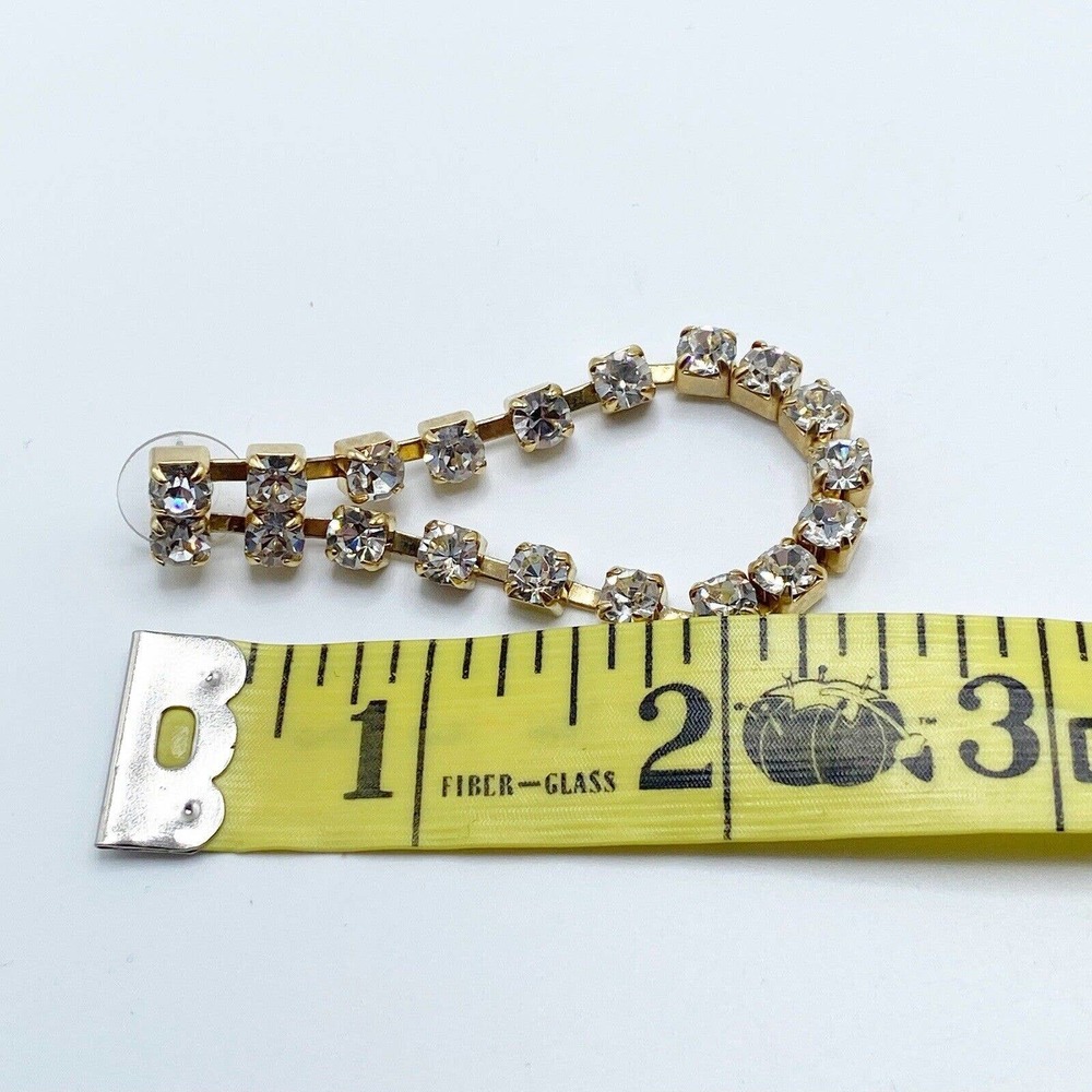 Gold Tone Rhinestone Articulated Dangle Drop Earrings Glamour Bling Luxe 2.5" - Picture 7 of 7
